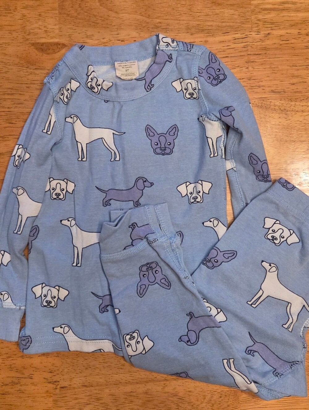 Kids Blue Dog Print Pajama Set